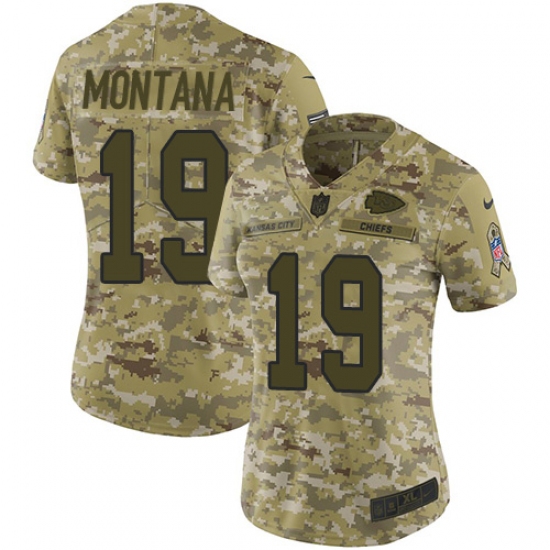Women's Nike Kansas City Chiefs #19 Joe Montana Limited Camo 2018 Salute to Service NFL Jersey - Ujersey