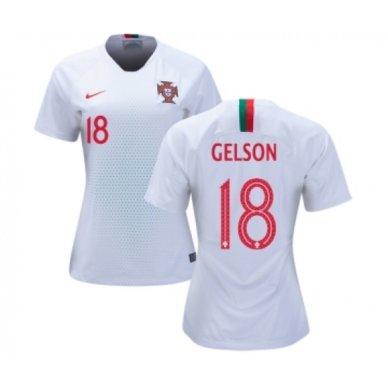 Women's Portugal #18 Gelson Away Soccer Country Jersey