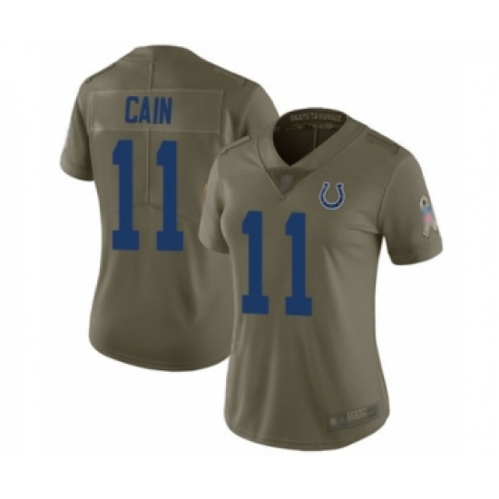 Women's Indianapolis Colts #11 Deon Cain Limited Olive 2017 Salute to Service Football Jersey - Ujersey