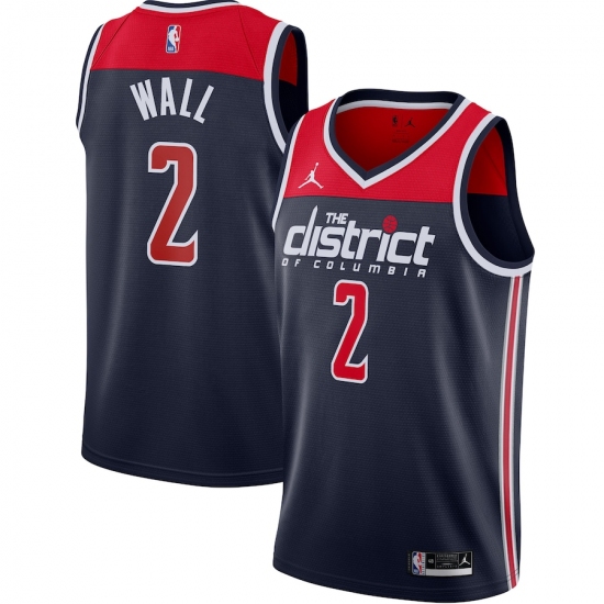 Men's Washington Wizards #2 John Wall Jordan Brand Navy 2020-21 Swingman Jersey - Ujersey
