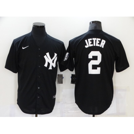 Men's New York Yankees #2 Derek Jeter Authentic Black Game Jersey - Ujersey