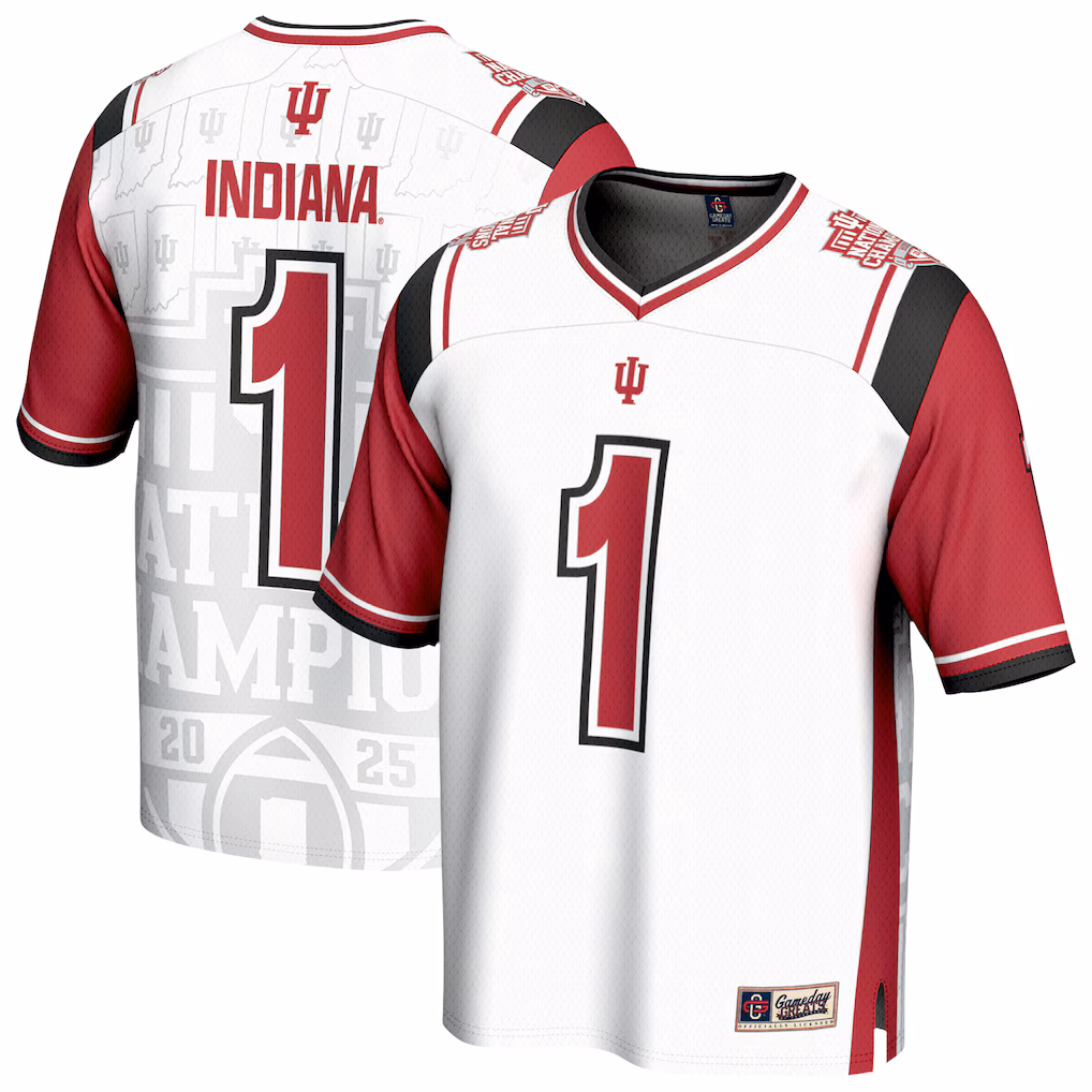 Unisex GameDay Greats #1 White Indiana Hoosiers College Football Playoff 2025 National Champions Commemorative Fashion Jersey
