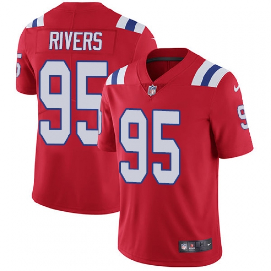 Men's Nike New England Patriots #95 Derek Rivers Red Alternate Vapor Untouchable Limited Player NFL Jersey - Ujersey
