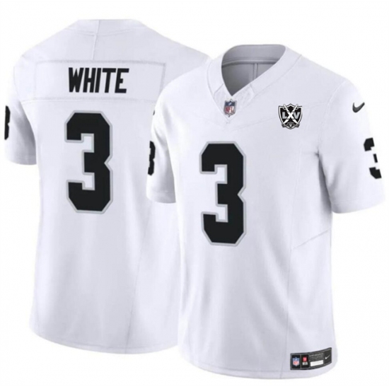 Men's Las Vegas Raiders #3 Zamir White White 2024 F.U.S.E 65th Anniversary Vapor Stitched Football Jersey - Ujersey