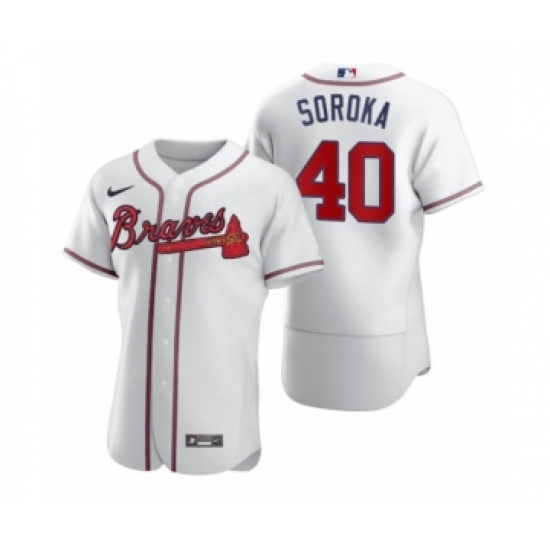 Men's Atlanta Braves #40 Mike Soroka Nike White 2020 Authentic Jersey - Ujersey