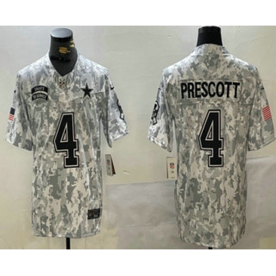 Men's Dallas Cowboys #4 Dak Prescott Arctic Camo 2024 FUSE Salute to Service Limited Stitched Jersey - Ujersey
