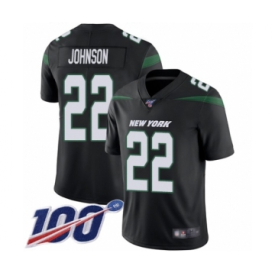 Men's New York Jets #22 Trumaine Johnson Black Alternate Vapor Untouchable Limited Player 100th Season Football Jersey - Ujersey