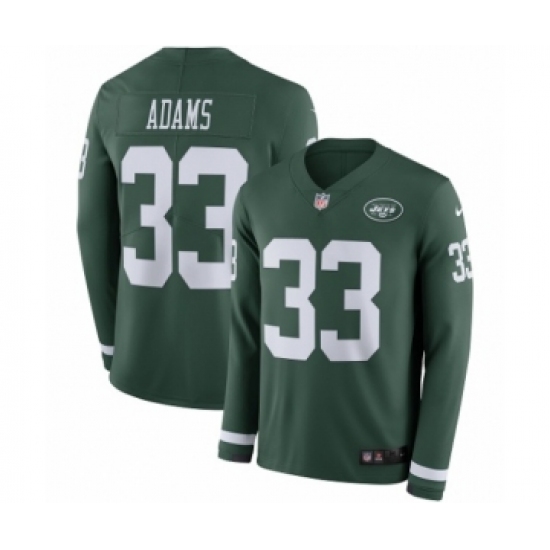 Youth Nike New York Jets #33 Jamal Adams Limited Green Therma Long Sleeve NFL Jersey - Ujersey