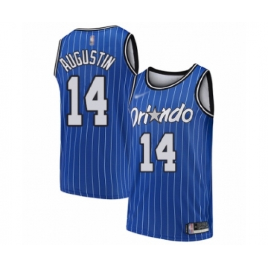 Women's Orlando Magic #14 D.J. Augustin Swingman Blue Hardwood Classics Basketball Jersey - Ujersey