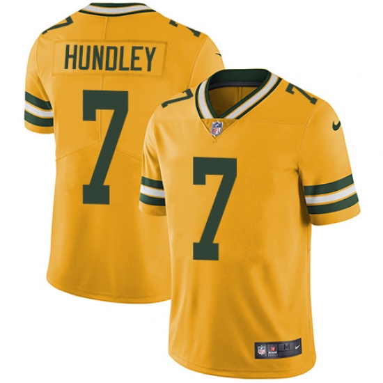 Men's Nike Green Bay Packers #7 Brett Hundley Limited Gold Rush Vapor Untouchable NFL Jersey - Ujersey