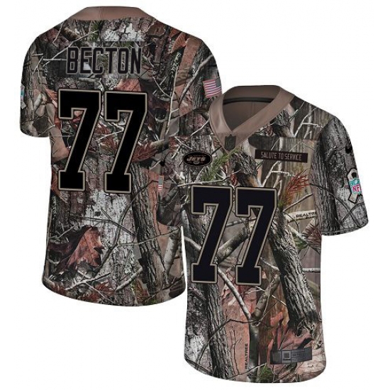 Youth New York Jets #77 Mekhi Becton Camo Stitched Limited Rush Realtree Jersey - Ujersey