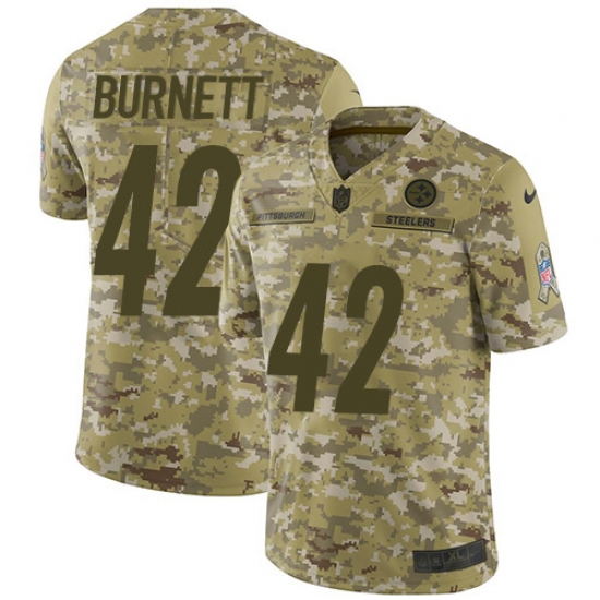 Youth Nike Pittsburgh Steelers #42 Morgan Burnett Limited Camo 2018 Salute to Service NFL Jersey - Ujersey