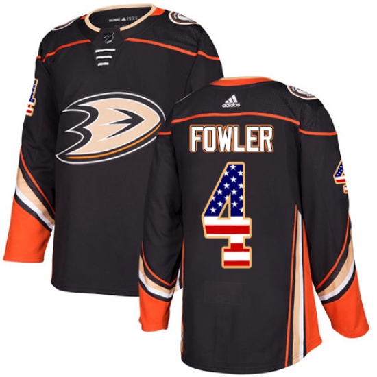 Men's Adidas Anaheim Ducks #4 Cam Fowler Authentic Black USA Flag Fashion NHL Jersey - Ujersey