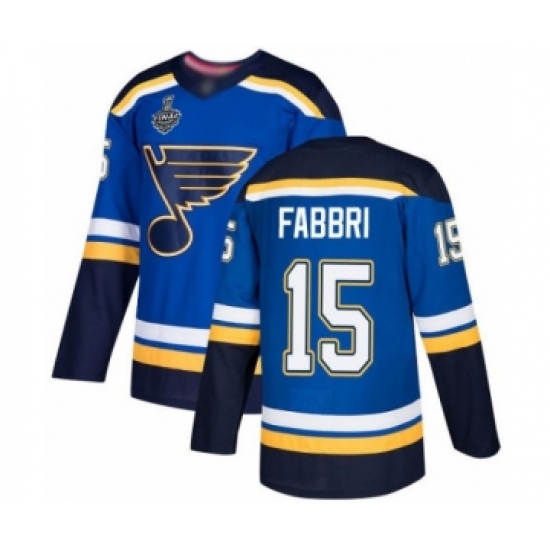 Youth St. Louis Blues #15 Robby Fabbri Authentic Royal Blue Home 2019 Stanley Cup Final Bound Hockey Jersey - Ujersey