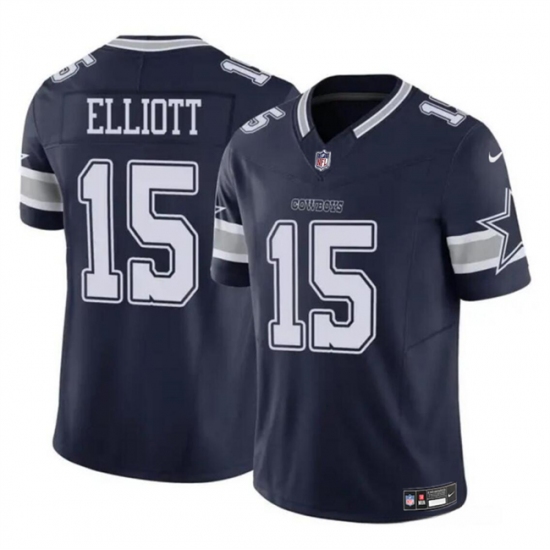 Men's Dallas Cowboys #15 Ezekiel Elliott Navy 2023 F.U.S.E Vapor Untouchable Limited Football Stitched Jersey - Ujersey