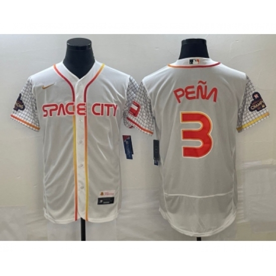 Men's Houston Astros #3 Jeremy Pena Number White 2023 City Connect Flex Base Stitched Jersey3 - Ujersey