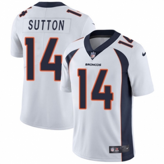 Men's Nike Denver Broncos #14 Courtland Sutton White Vapor Untouchable Limited Player NFL Jersey - Ujersey