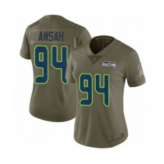 Women's Seattle Seahawks #94 Ezekiel Ansah Limited Olive 2017 Salute to Service Football Jersey - Ujersey