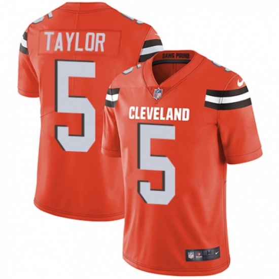 Youth Nike Cleveland Browns #5 Tyrod Taylor Orange Alternate Vapor Untouchable Limited Player NFL Jersey - Ujersey