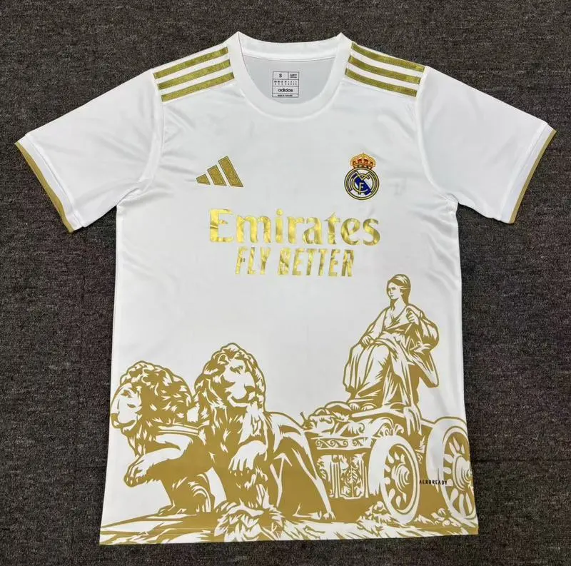 Real Madrid Soccer Jersey White & Golden Special Edition Custom Shirt 2025/26 - ujerseystore