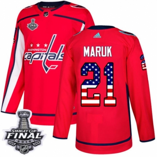 Youth Adidas Washington Capitals #21 Dennis Maruk Authentic Red USA Flag Fashion 2018 Stanley Cup Final NHL Jersey - Ujersey
