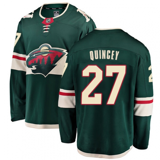 Men's Minnesota Wild #27 Kyle Quincey Authentic Green Home Fanatics Branded Breakaway NHL Jersey - Ujersey