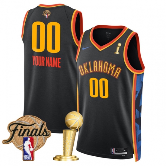 Men's Oklahoma City Thunder Active Player Custom Black 2025 Finals Patch And Finals Champions Patch City Edition Stitched Basketball Jersey - Ujersey