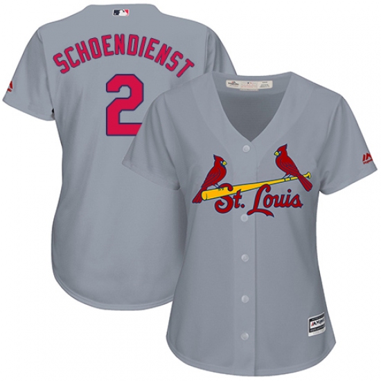 Women's Majestic St. Louis Cardinals #2 Red Schoendienst Replica Grey Road Cool Base MLB Jersey