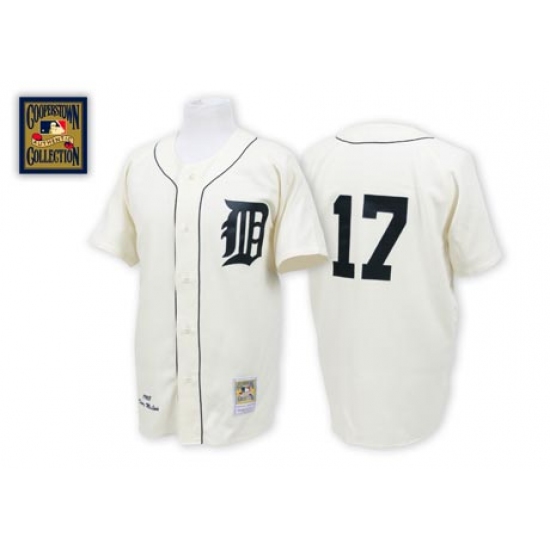 Men's Mitchell and Ness Detroit Tigers #17 Denny Mclain Authentic White Throwback MLB Jersey - Ujersey