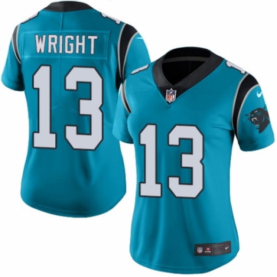 Women's Nike Carolina Panthers #13 Jarius Wright Limited Blue Rush Vapor Untouchable NFL Jersey - Ujersey