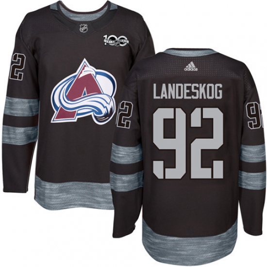 Men's Adidas Colorado Avalanche #92 Gabriel Landeskog Authentic Black 1917-2017 100th Anniversary NHL Jersey - Ujersey
