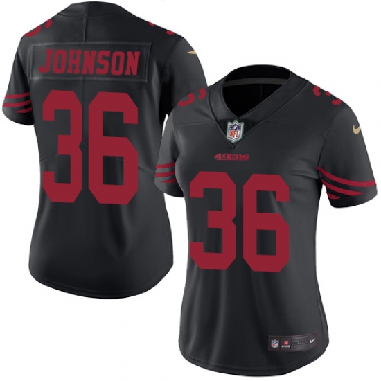Women's Nike San Francisco 49ers #36 Dontae Johnson Limited Black Rush Vapor Untouchable NFL Jersey - Ujersey