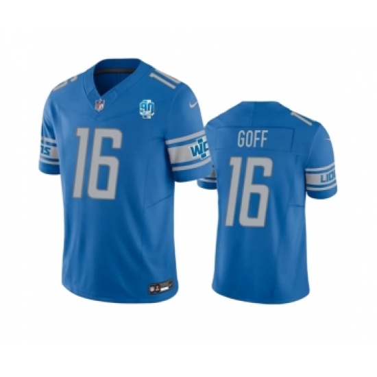 Men's Nike Detroit Lions #16 Jared Goff Blue 2023 F.U.S.E. 90th Anniversary Vapor Untouchable Limited Stitched Jersey - Ujersey