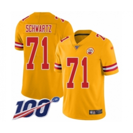 Youth Kansas City Chiefs #71 Mitchell Schwartz Limited Gold Inverted Legend 100th Season Football Jersey - Ujersey