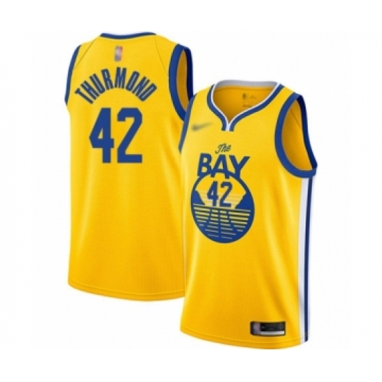 Youth Golden State Warriors #42 Nate Thurmond Swingman Gold Finished Basketball Jersey - Statement Edition - Ujersey
