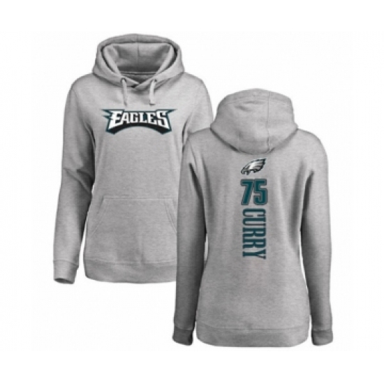 Women's Philadelphia Eagles #75 Vinny Curry Ash Backer Pullover Hoodie - Ujersey