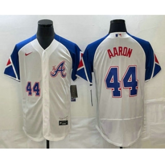 Men's Atlanta Braves #44 Hank Aaron Number White 2023 City Connect Flex Base Stitched Jersey2 - Ujersey