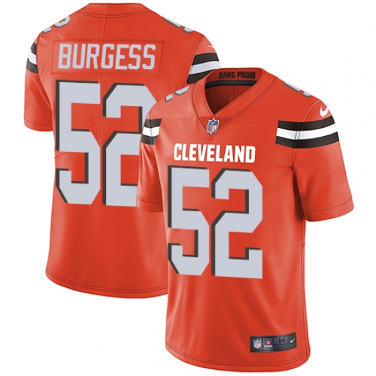 Youth Nike Cleveland Browns #52 James Burgess Orange Alternate Vapor Untouchable Limited Player NFL Jersey - Ujersey