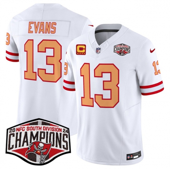 Men's Tampa Bay Buccaneers #13 Mike Evans White F.U.S.E. 2024 NFC South Champions With 4-Star C Limited Stitched Jersey - Ujersey