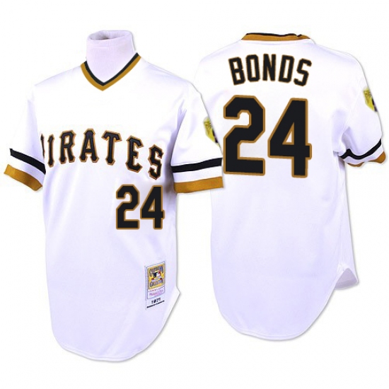 Men's Mitchell and Ness Pittsburgh Pirates #24 Barry Bonds Replica White Throwback MLB Jersey - Ujersey