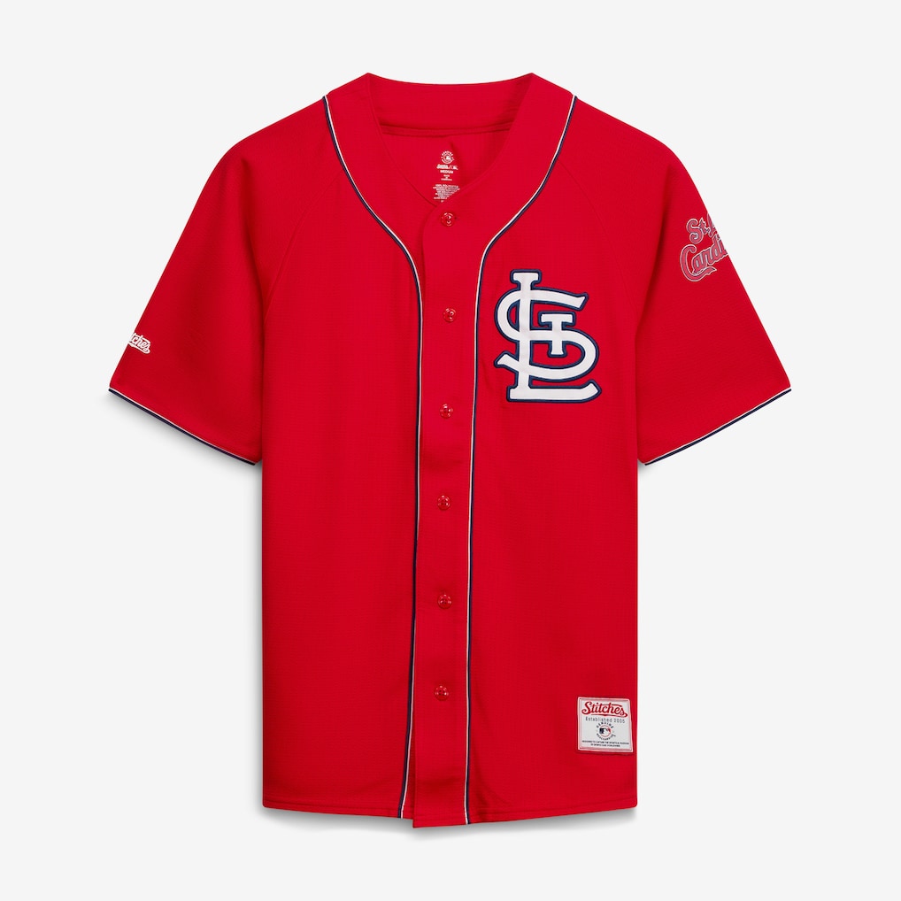 Men's St. Louis Cardinals Stitches Red Team Color Full-Button Fashion Jersey - Ujersey
