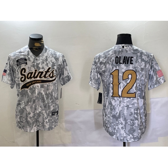 Men's New Orleans Saints #12 Chris Olave Arctic Camo 2024 Salute to Service Stitched Baseball Jersey - Ujersey