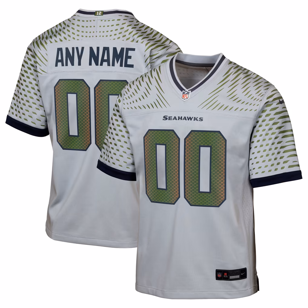 Youth Seattle Seahawks Nike Gray Rivalries Collection Custom Game Jersey - Ujersey