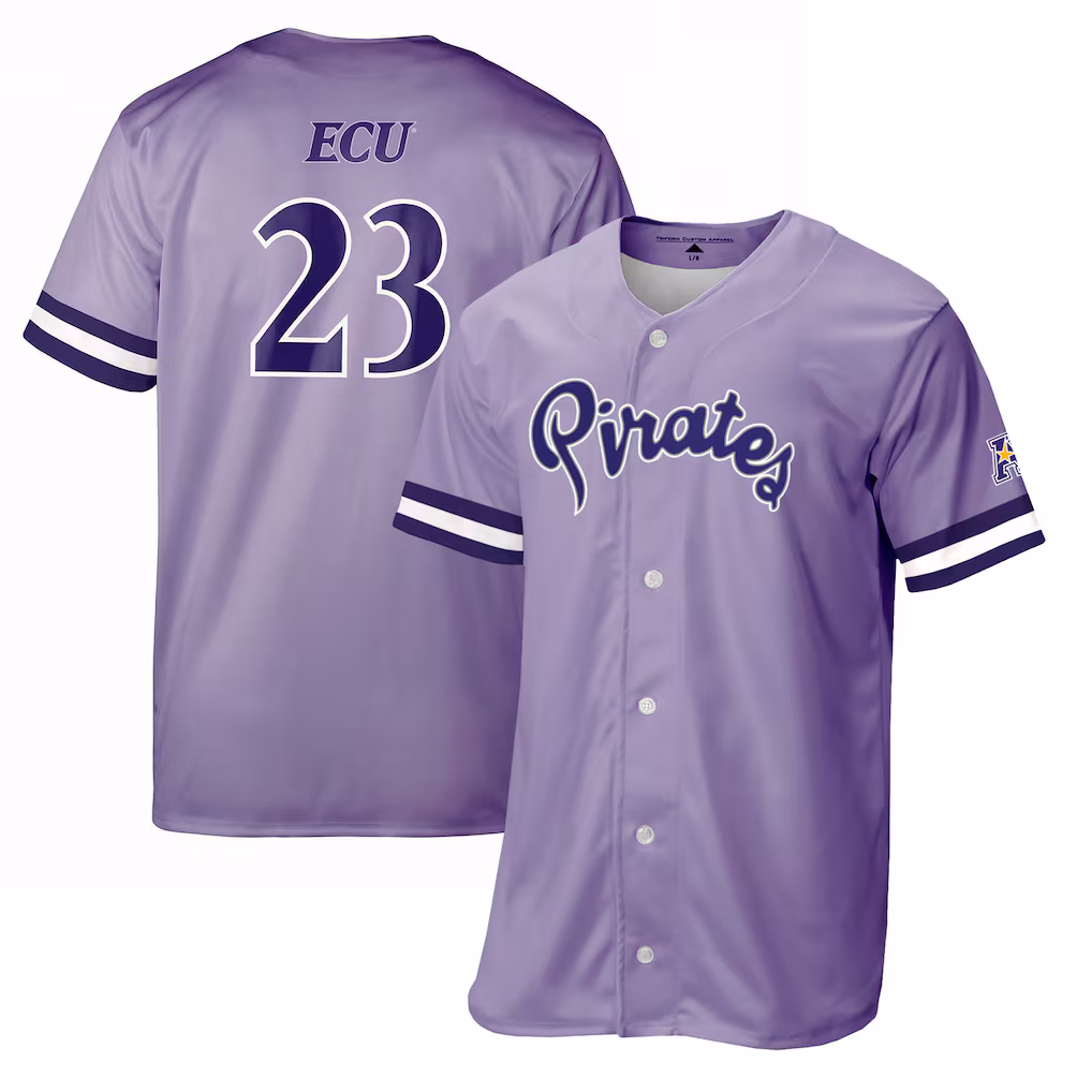Men's adidas Purple ECU Pirates Replica Baseball Jersey