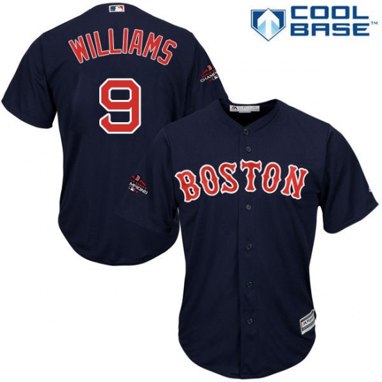Youth Majestic Boston Red Sox #9 Ted Williams Authentic Navy Blue Alternate Road Cool Base 2018 World Series Champions MLB Jersey - Ujersey