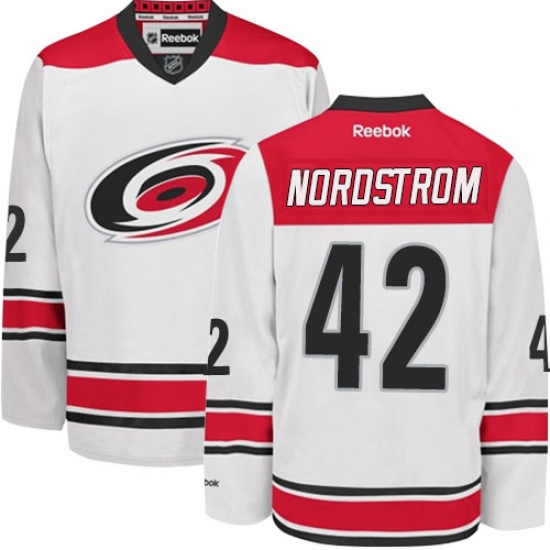 Youth Reebok Carolina Hurricanes #42 Joakim Nordstrom Authentic White Away NHL Jersey - Ujersey