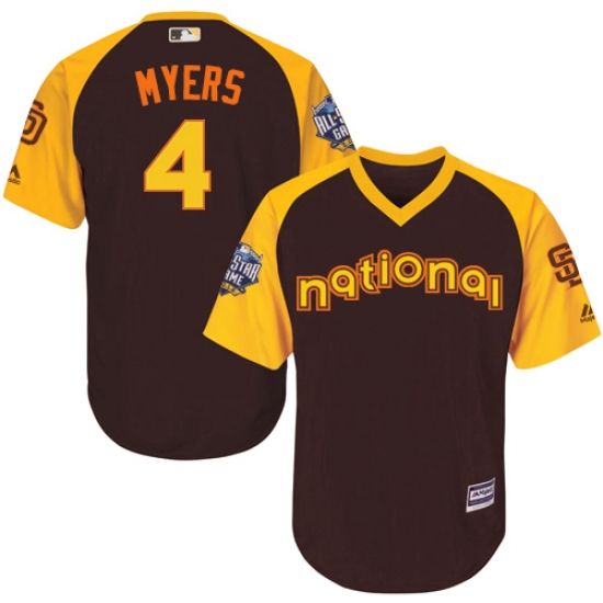 Youth Majestic San Diego Padres #4 Wil Myers Authentic Brown 2016 All-Star National League BP Cool Base Cool Base MLB Jersey - Ujersey