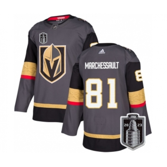 Men's Vegas Golden Knights #81 Jonathan Marchessault Gray 2023 Stanley Cup Final Stitched Jersey - Ujersey