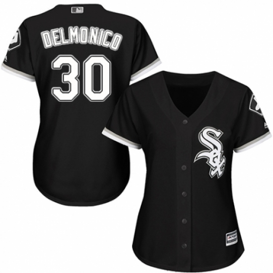 Women's Majestic Chicago White Sox #30 Nicky Delmonico Replica Black Alternate Home Cool Base MLB Jersey - Ujersey