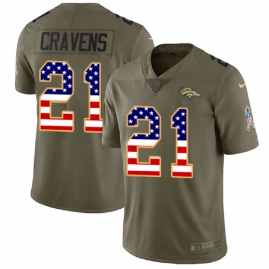 Youth Nike Denver Broncos #21 Su'a Cravens Limited Olive/USA Flag 2017 Salute to Service NFL Jersey - Ujersey